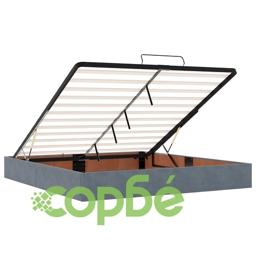Отоман легло с матрак и LED осветление, Тъмносиво, 200 x 200 см, Кадифе ➤ топ цена ➤ sorbe.bg