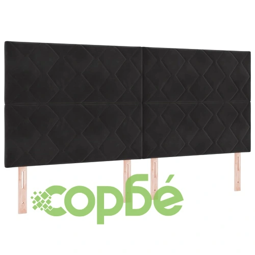 Отоман легло с матрак и LED осветление, Кадифе, Черно, 200 x 200 см ➤ топ цена ➤ sorbe.bg