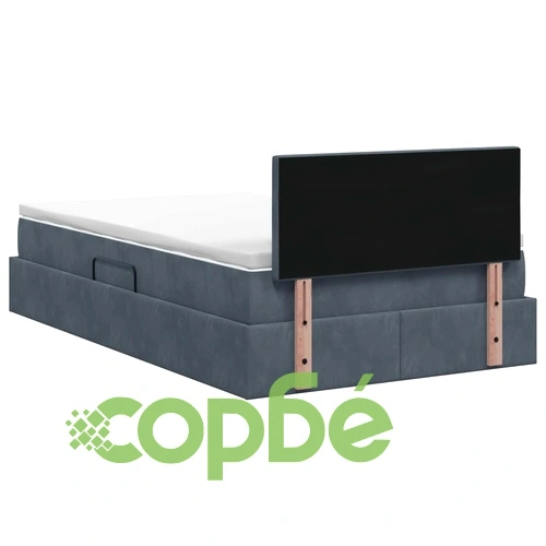 LED легло за съхранение с матрак, Кадифе, Тъмносиво, 120 x 200 см ➤ топ цена ➤ sorbe.bg