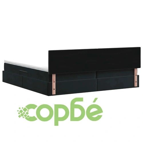 LED легло с кадифена тапицерия и матрак 200 x 200 см, Черно ➤ топ цена ➤ sorbe.bg