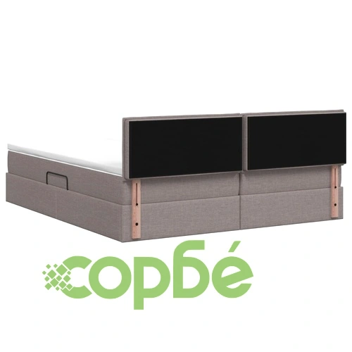 LED легло за съхранение с матрак Таупе 180 x 200 см, текстил ➤ топ цена ➤ sorbe.bg
