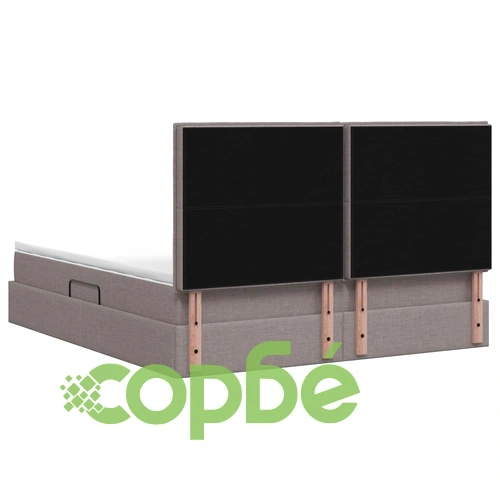 LED легло за съхранение с матрак Таупе 140 x 200 см, текстил ➤ топ цена ➤ sorbe.bg