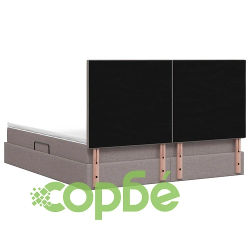 LED легло за съхранение с матрак Таупе 160 x 200 см, текстил ➤ топ цена ➤ sorbe.bg