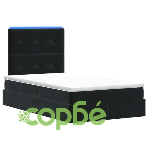 LED легло за съхранение с матрак, Кадифе, Черно, 120 x 200 см ➤ топ цена ➤ sorbe.bg