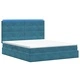 LED легло с кадифена тапицерия и матрак, тъмносиньо, 160 x 200 см