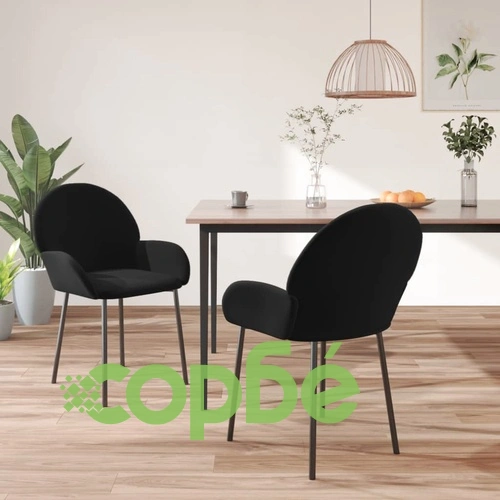 Трапезни столове 2 бр черно кадифе с метална рамка 58x57x78,5 см ➤ топ цена ➤ sorbe.bg