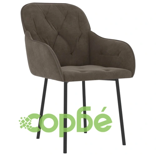 Трапезни столове 2 бр тъмносиво кадифе с метална рамка ➤ топ цена ➤ sorbe.bg