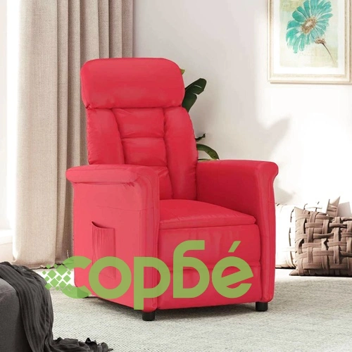 Лежанка с механизъм от Червена Изкуствена кожа 71 x 96 x 96 см ➤ топ цена ➤ sorbe.bg