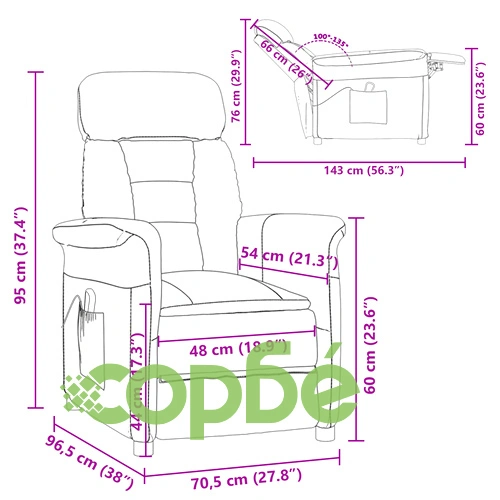 Масажен стол от микрофибър в кафяв цвят с размери 70.5 x 96.5 x 95 см ➤ топ цена ➤ sorbe.bg