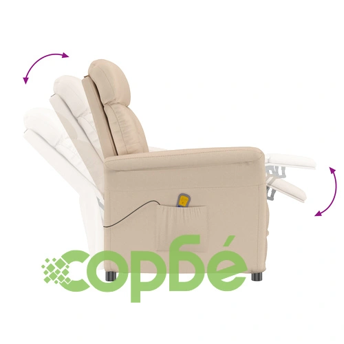 Масажен стол от микрофибър в кремав цвят с размери 70.5 x 96.5 x 95 см ➤ топ цена ➤ sorbe.bg