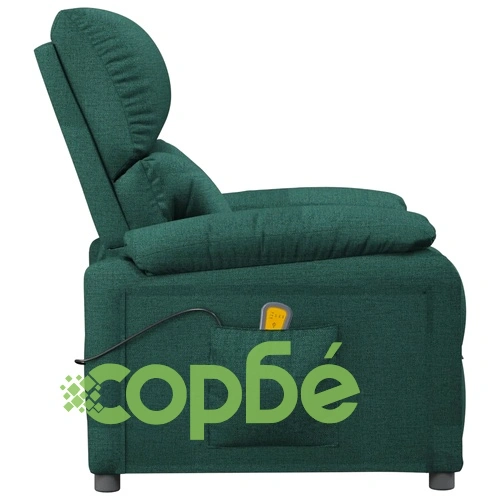 Масажен стол с функция за вибрация, тъмнозелен текстил, с 3 позиции на наклон ➤ топ цена ➤ sorbe.bg