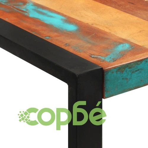 Бар маса от регенерирано масивно дърво, 140x70x110 см, с метална рамка ➤ топ цена ➤ sorbe.bg