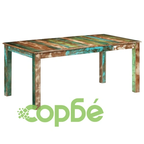 Трапезна маса от регенерирана масивна дървесина, 180x90x76 см ➤ топ цена ➤ sorbe.bg
