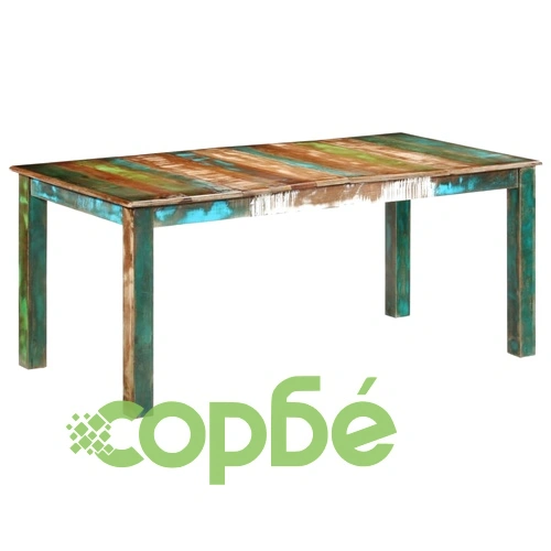Трапезна маса от регенерирана масивна дървесина, 180x90x76 см ➤ топ цена ➤ sorbe.bg