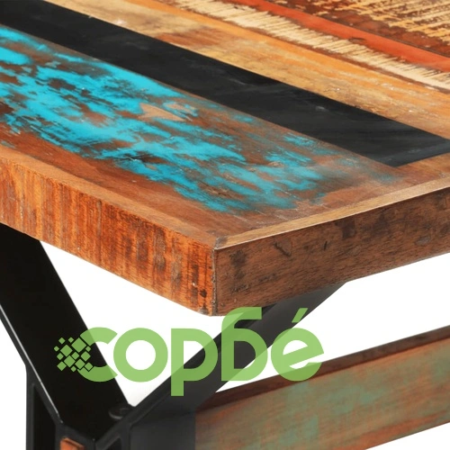 Трапезна маса от регенерирано дърво масив с метална рамка, 180x90x73 см ➤ топ цена ➤ sorbe.bg