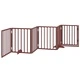 Сгъваема дървена преграда за куче с врата, 6 панела, кафява, 300 см, топола