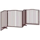 Сгъваема дървена преграда за куче с врата, 4 панела, 320 см, тополово дърво, кафяв цвят