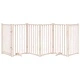 Сгъваема дървена преграда за кучета с врата - 6 панела, 300 см, масивна ела