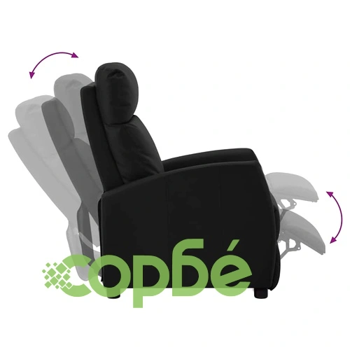 Разтегателен стол от черна изкуствена кожа 65 x 97 x 104.5 см ➤ топ цена ➤ sorbe.bg