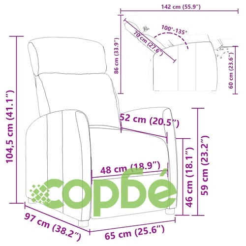 Разтегателен стол от черна изкуствена кожа 65 x 97 x 104.5 см ➤ топ цена ➤ sorbe.bg