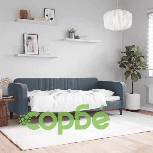 Кушетка от кадифе в тъмносив цвят, 80x200 см, с метална рамка ➤ топ цена ➤ sorbe.bg