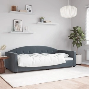 Кушетка от кадифе в тъмносиво, 90x200 см, метална рамка