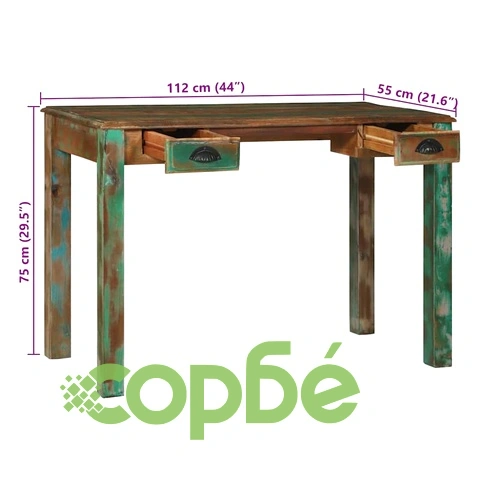 Бюро от масивна регенерирана дървесина 112x55x76 см кафяво ➤ топ цена ➤ sorbe.bg