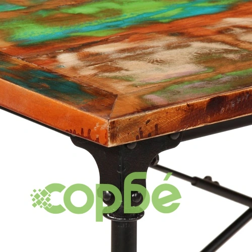 Трапезна маса от регенериран масив с метални крака, 220x90x77 см ➤ топ цена ➤ sorbe.bg