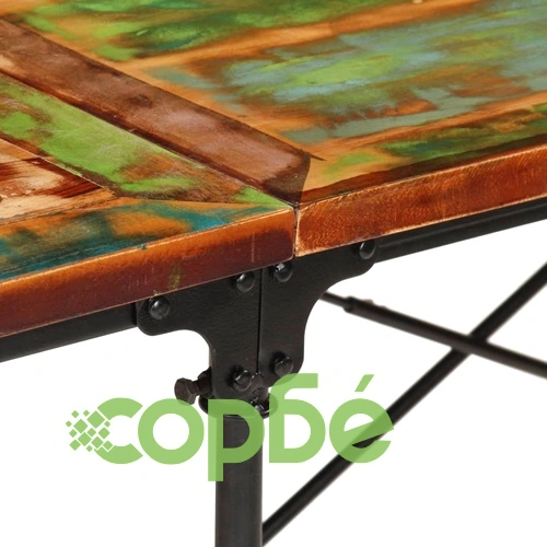 Трапезна маса от регенериран масив с метални крака, 220x90x77 см ➤ топ цена ➤ sorbe.bg