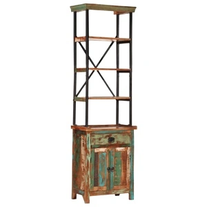 Висок шкаф от регенерирана масивна дървесина, 55x30x180 см, с чекмедже и рафтове
