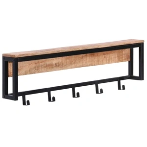 Закачалка портманто от масивно манго дърво с 5 кукички, 87x10x27 см