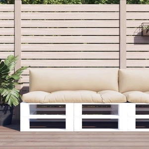 Палетни възглавници за градина, 2 бр, бежови, 100% полиестер, 110 x 58 x 10 см