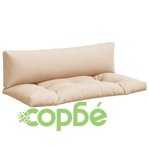 Палетни възглавници за градина, 2 бр, бежови, 100% полиестер, 110 x 58 x 10 см ➤ топ цена ➤ sorbe.bg