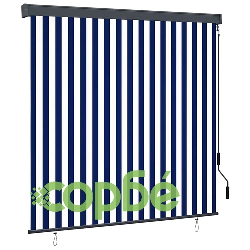 Външна ролкова завеса с райета син и бял 180x250 см текстил ➤ топ цена ➤ sorbe.bg