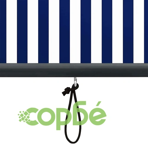 Външна ролкова завеса с райета син и бял 180x250 см текстил ➤ топ цена ➤ sorbe.bg