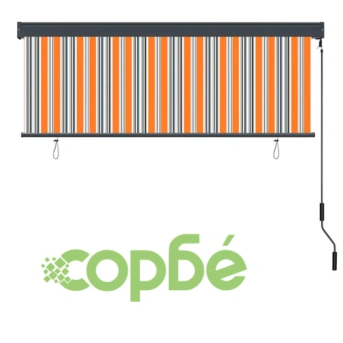 Външна ролетна завеса жълто и синьо 180 x 250 cm текстил с ръчен механизъм ➤ топ цена ➤ sorbe.bg