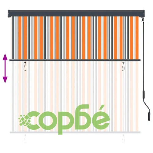 Външна ролетна завеса жълто и синьо 180 x 250 cm текстил с ръчен механизъм ➤ топ цена ➤ sorbe.bg