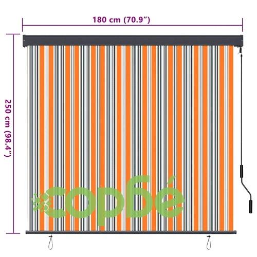 Външна ролетна завеса жълто и синьо 180 x 250 cm текстил с ръчен механизъм ➤ топ цена ➤ sorbe.bg