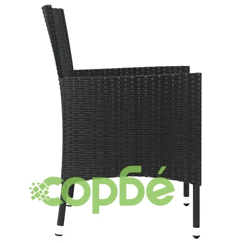 Градински столове с възглавници, 4 броя, черни, полиратан, 61 x 60 x 88 см ➤ топ цена ➤ sorbe.bg