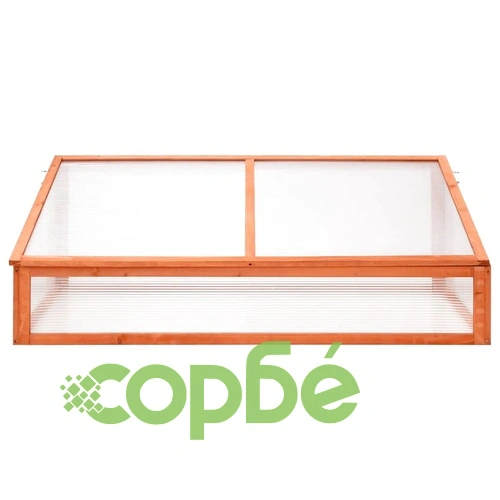 Оранжерия от чамово дърво с поликарбонат, оранжева, 110x58,5x39 см ➤ топ цена ➤ sorbe.bg
