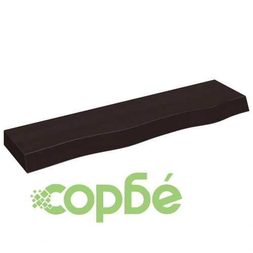 Стенен рафт тъмнокафяв 80x20x6 см масивен дъб с жив ръб ➤ топ цена ➤ sorbe.bg