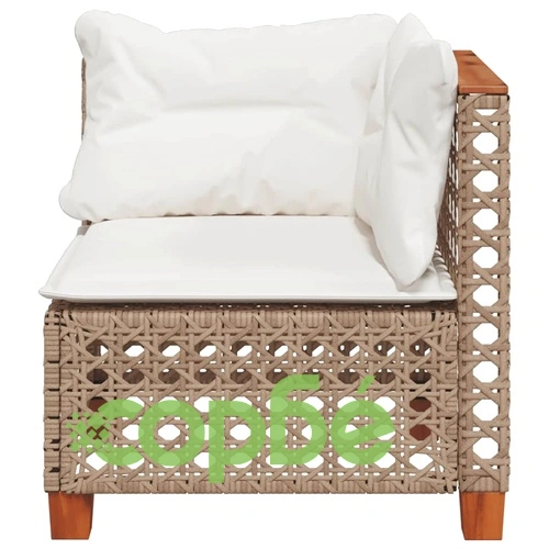 Модулен Градински Ъглов Диван от Полиратан с Възглавници - Бежов ➤ топ цена ➤ sorbe.bg