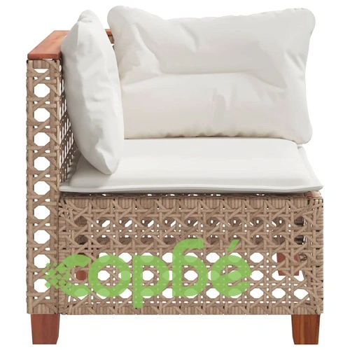 Модулен Градински Ъглов Диван от Полиратан с Възглавници - Бежов ➤ топ цена ➤ sorbe.bg