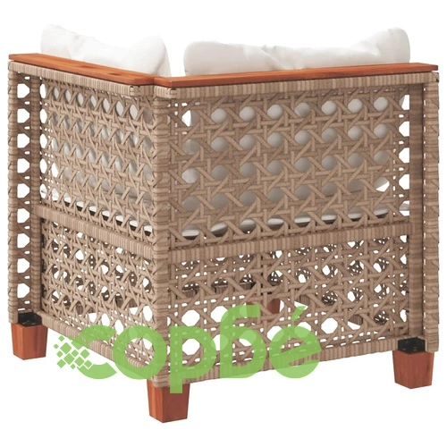 Модулен Градински Ъглов Диван от Полиратан с Възглавници - Бежов ➤ топ цена ➤ sorbe.bg