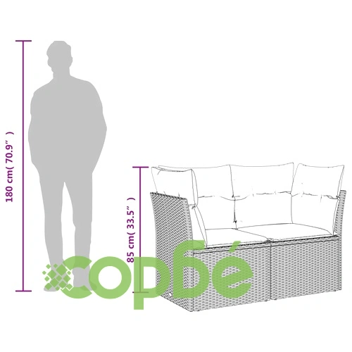 Луксозен градински диван 2-местен от кафяв полиратан с възглавници и място за съхранение ➤ топ цена ➤ sorbe.bg