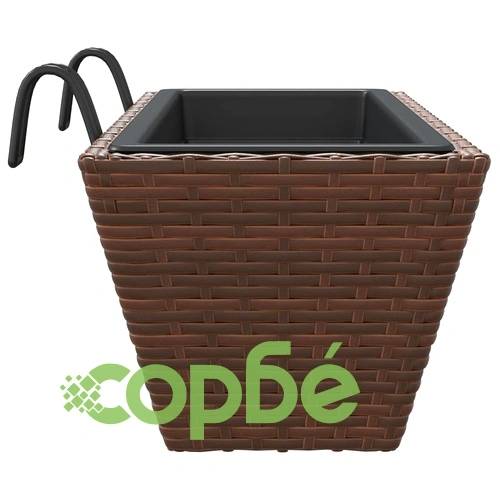 Саксии с куки за окачване 2 бр кафяв полиратан 54 x 22 x 18 см ➤ топ цена ➤ sorbe.bg