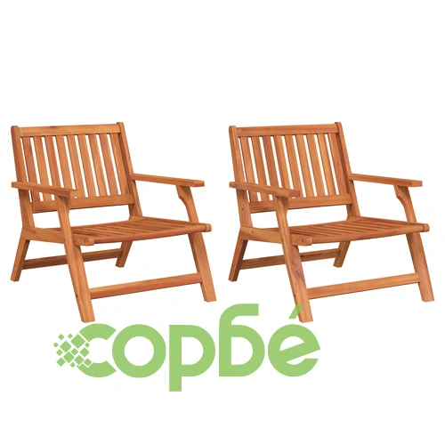 Градински столове от масивна акация, 2 броя, 76x67x73,5 см ➤ топ цена ➤ sorbe.bg