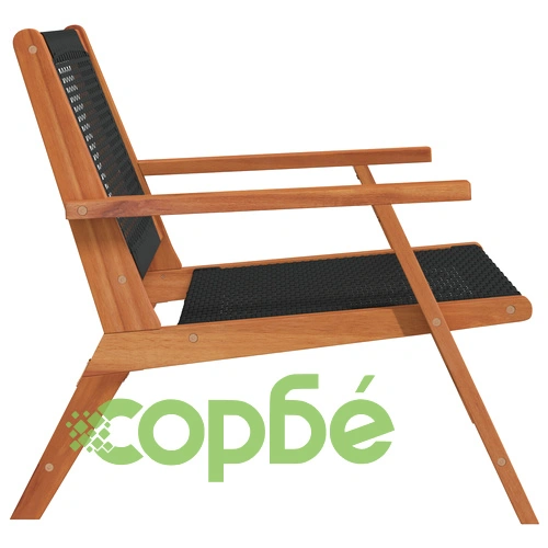 Градински столове от масивна акациева дървесина, 2 бр, черен ратан, 76x67x73,5 см ➤ топ цена ➤ sorbe.bg