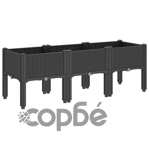 Градинска кашпа с крака от полипропилен, черна, 120x40x42 см ➤ топ цена ➤ sorbe.bg