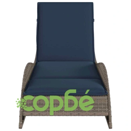 Шезлонг с възглавница от полиратан, сив, 60x205x73 см ➤ топ цена ➤ sorbe.bg